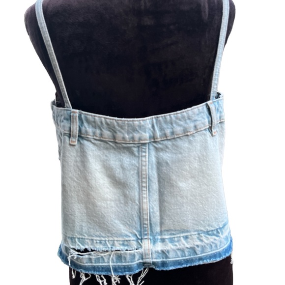 ZARA TRF Denim Skirt Effect Crop Top Size L NWT - Picture 5 of 7